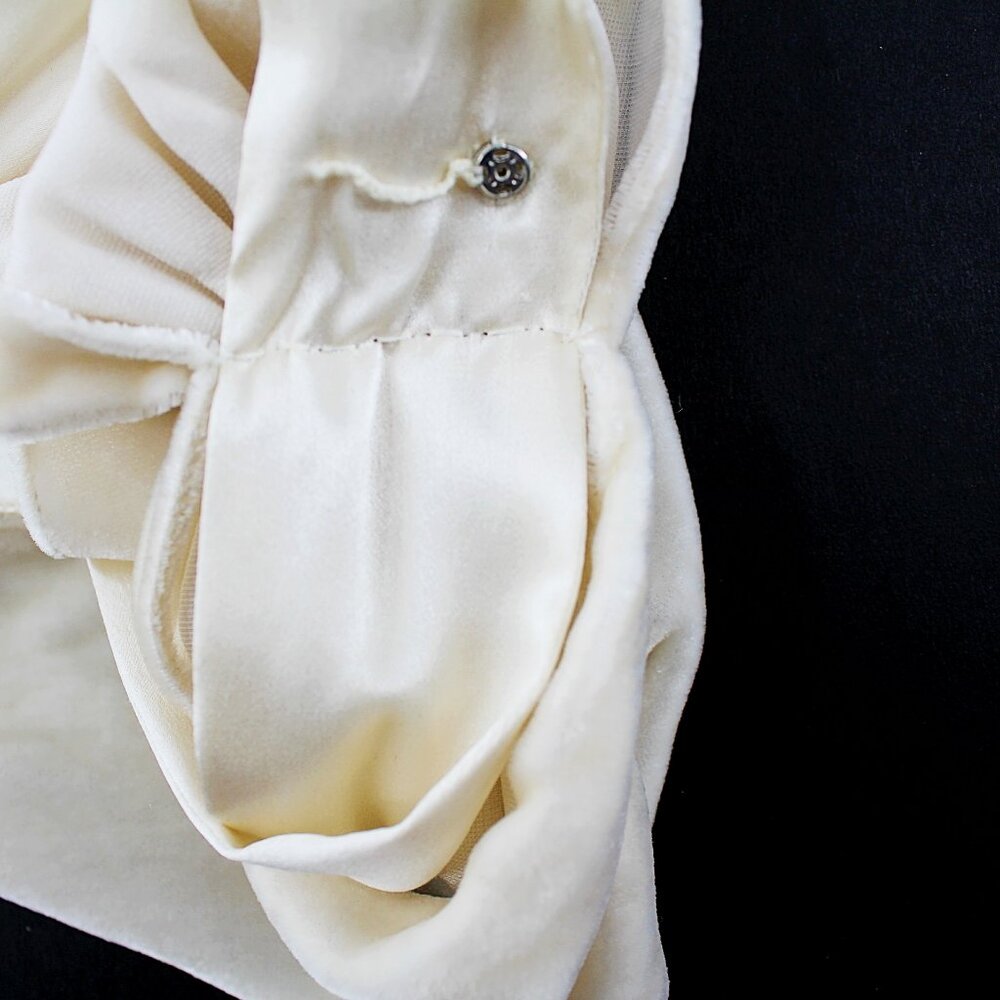 RALPH LAUREN Ivory Silk Velvet Bias Cowl Off Shoulder Draped Scarf Top NWT SZ 8 - Picture 4 of 11